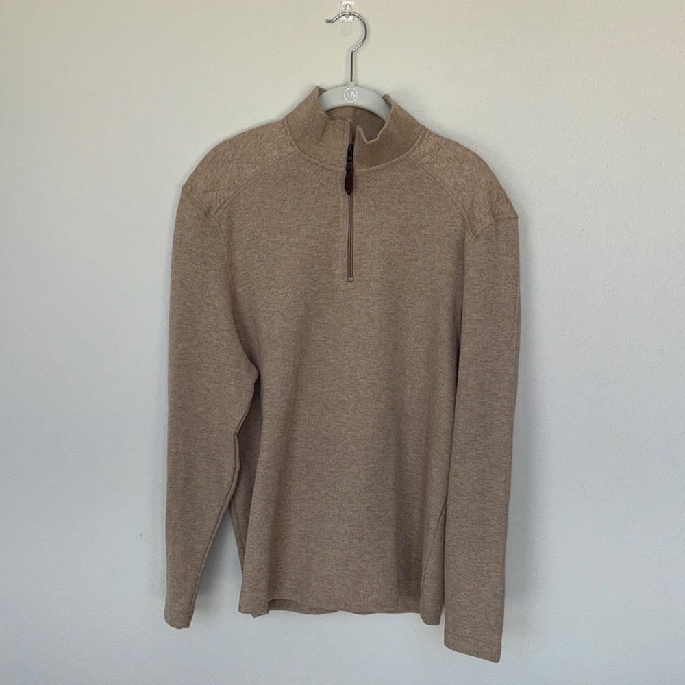 Johnston & Murphy Men's Beige Zip-Up Sweater